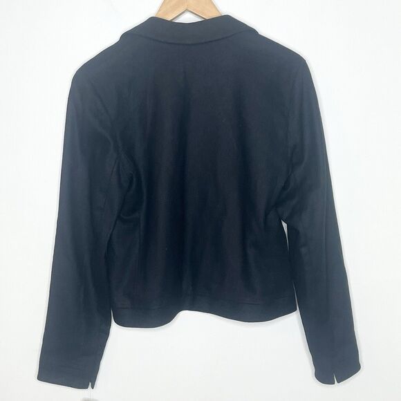 RRL Ralph Lauren Wool Hook And Eye Blazer Black Womens M Boxy Minimalist - Picture 9 of 10